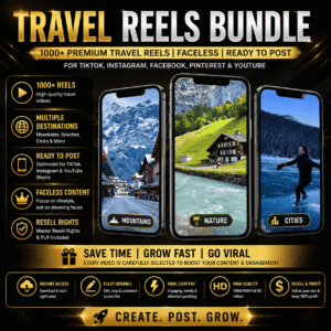 600+ Faceless Travel Reels Bundle Ready-to-Post Content for Instagram, TikTok & Shorts