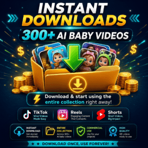 AI Baby Shorts Mega Bundle | 300+ Viral Videos for TikTok, YouTube & Reels | Resell Rights Included