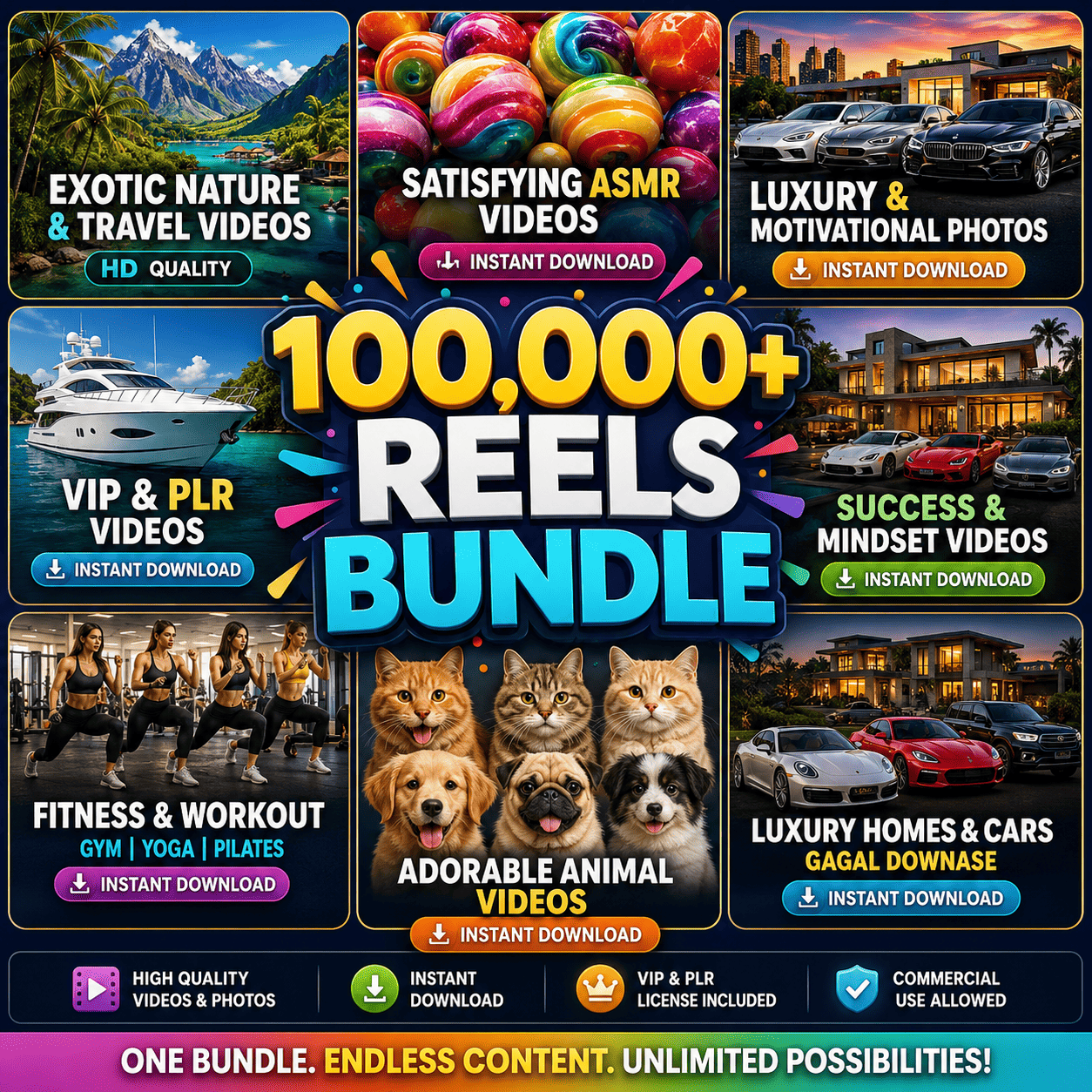 100,000+ Ready-to-Post Viral Reels | AI Animation Bundle | Private Label & Resell Rights