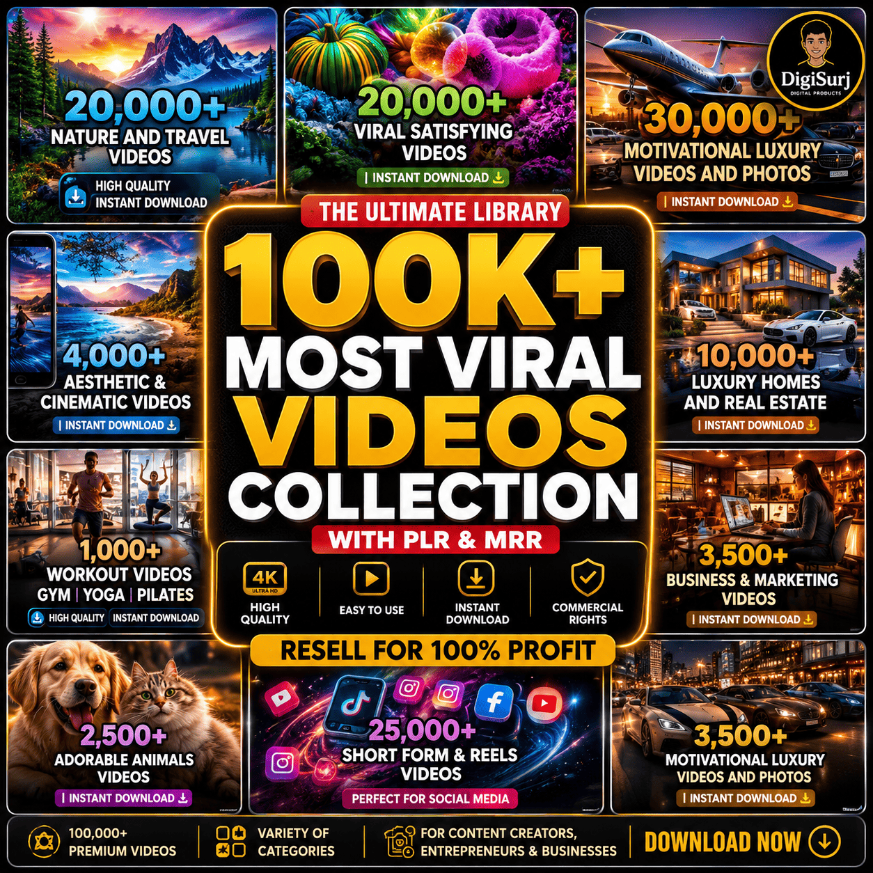 100,000+ Viral Reels Bundle PLR MRR, AI Animated Content, Viral reels, TikTok, Instagram, YouTube